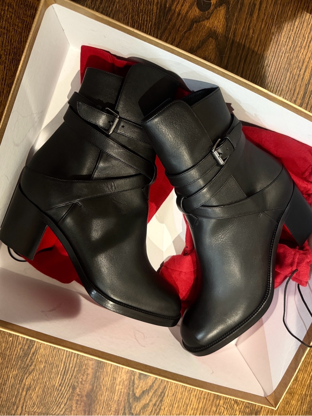 Christian Louboutin/Karistrap 70 Black Calf Leather Boots/US Size 7.5/NIB! NWT!!